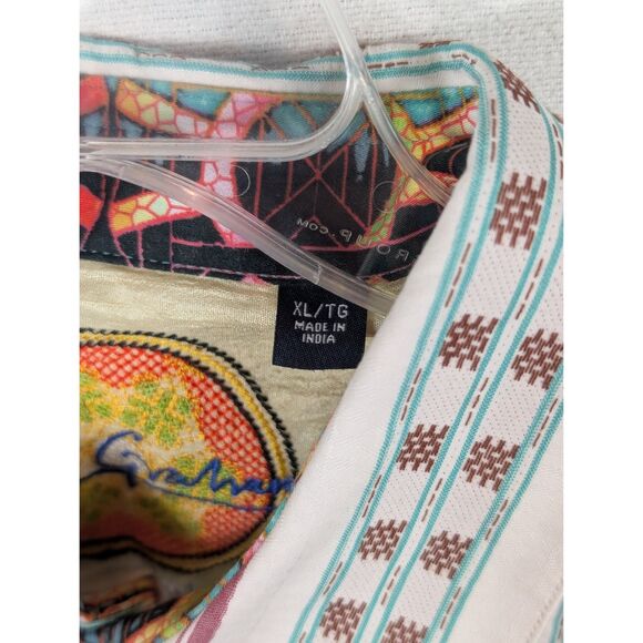 Robert Graham Aztec Design Flip Cuff Button Up Shirt Men's Size XL - Picture 12 of 16